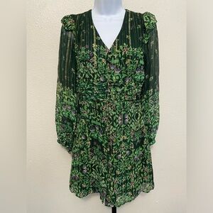 Anna Cate Green Floral Bella Holiday Dress XS Fairy Garden Whimsical Ethereal